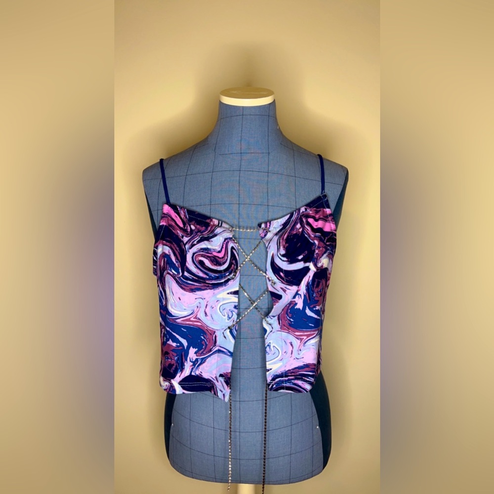 Rue21 | Lace up rhinestone cami | Purple/Blue | Large |